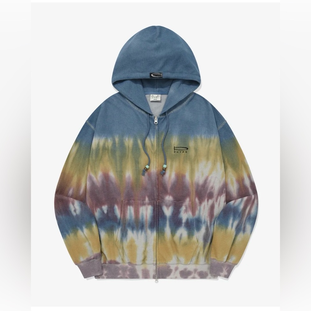 WAFFLE HOODIE ZIP UP DARK BLUE